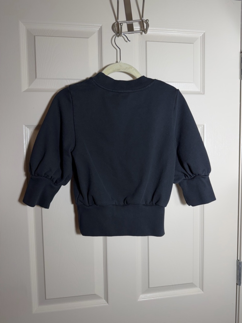 3.1 Phillip Lim Black Cropped Puff Sleeve Sweatshirt